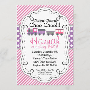 Invitation Anniversaire pourpre de point de polka de rayure