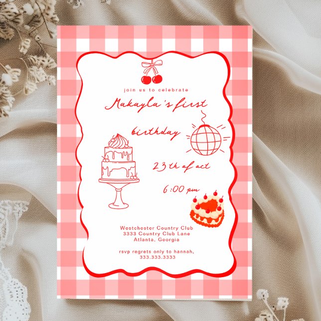 Invitation anniversaire premier Cherry Coquette aq (Créateur téléchargé)