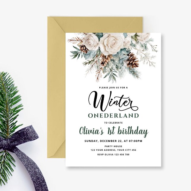 Invitation Anniversaire Premier Evergreen Winter Onederland (Créateur téléchargé)