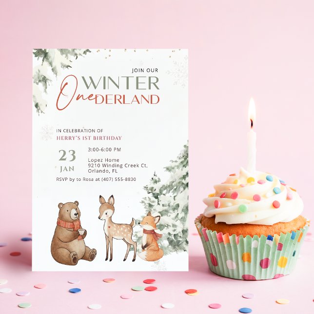 Invitation anniversaire premier hiver Onederland a (Créateur téléchargé)