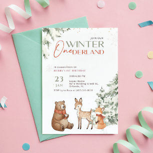 Invitation Anniversaire Premier Hiver Onederland Aquarelle An