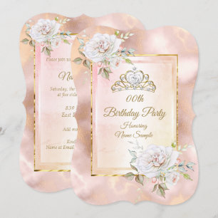 Invitation Anniversaire Princesse Rose Or 2