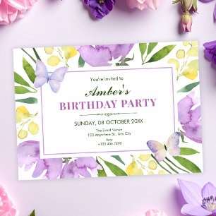 Invitation Anniversaire printanier floral coloré