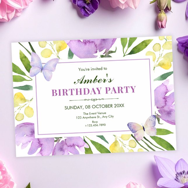 Invitation Anniversaire printanier floral coloré (Créateur téléchargé)