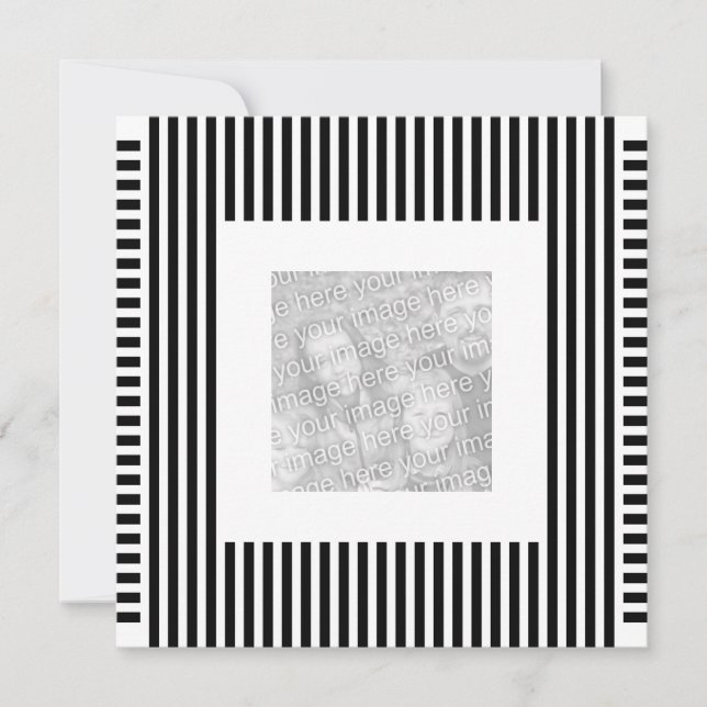Invitation Anniversaire Rayure Noir Blanc Photo (Devant)