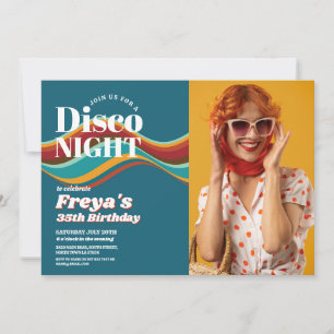 Invitation Anniversaire rétro 60s les années 70 80s Disco Pho