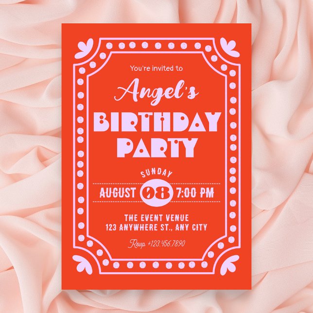 Invitation Anniversaire rétro amusant  (Créateur téléchargé)
