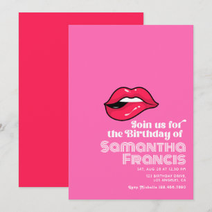 Invitation anniversaire rétro art pop rose vif