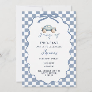 Invitation anniversaire rétro bleu pour 2 ans Grow