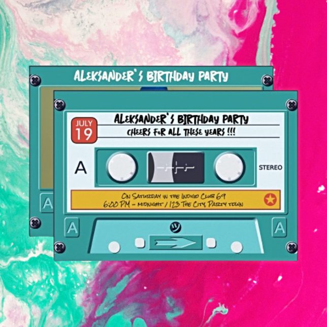 Invitation Anniversaire Retro Cassette (Créateur téléchargé)