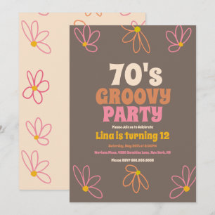  Invitation Anniversaire Rétro Daisy Doodle Groovy