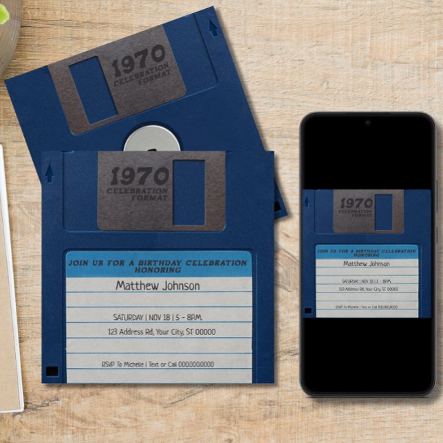 Invitation Anniversaire Rétro, Disquette (Créateur téléchargé)