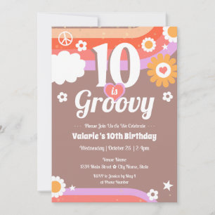Invitation Anniversaire Rétro Groovy 10 ans