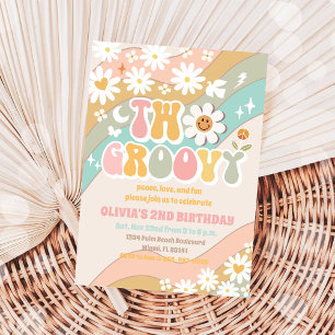 Invitation anniversaire rétro Groovy Daisy