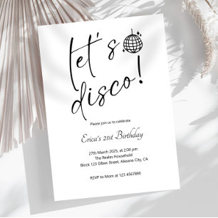 Invitation Anniversaire Rétro Minimaliste Élégant Let's Disco