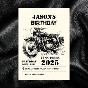 Invitation anniversaire Retro vintage Motorcycle personnalisé