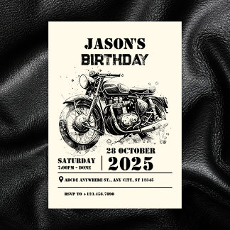 Invitation anniversaire Retro vintage Motorcycle personnalisé