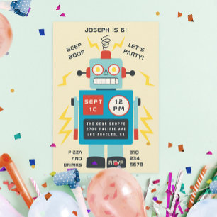 Invitation Anniversaire Robot de jouets Robot pour enfants