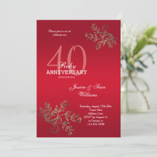 Invitation Anniversaire romantique du 40e Mariage de Ruby