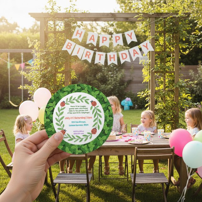 Invitation anniversaire ronde personnalisée avec p (Créateur téléchargé)