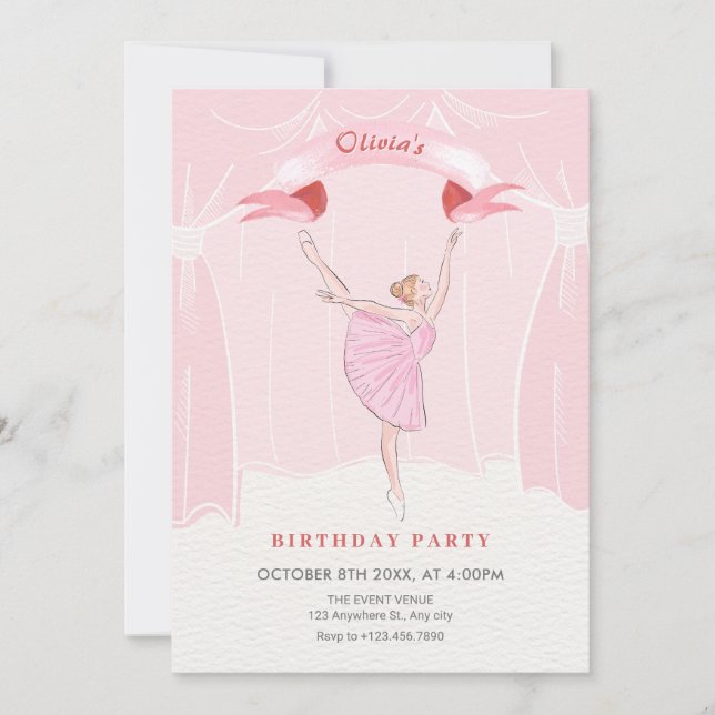 Invitation Anniversaire rose (Devant)