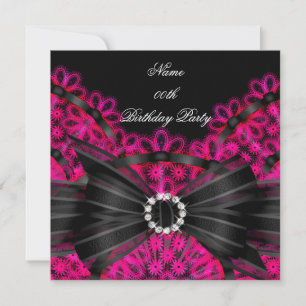 Invitation Anniversaire rose Black Lace Diamond