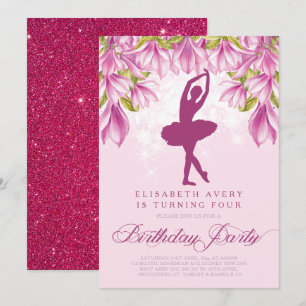 Invitation Anniversaire rose de Ballerina