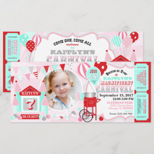 Invitation Anniversaire rose de carnaval de Chambre de rebond