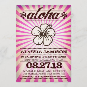 Invitation Anniversaire rose de coucher du soleil de