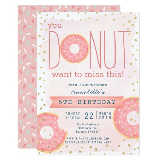 Invitation Anniversaire Rose De Fille D Or Du Beignet X Zazzle Fr Invitation Anniversaire Rose De Fille D Or Du Beignet X Zazzle Fr