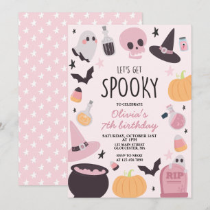 Invitation Anniversaire rose d'Halloween effrayant