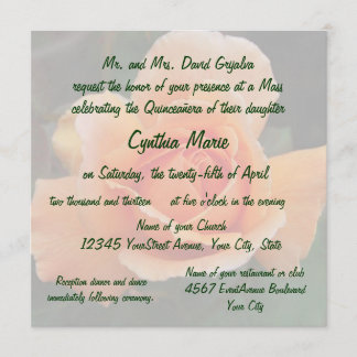 Invitation Anniversaire rose d'orange de Quinceanera