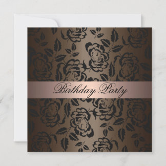 Invitation anniversaire rose élégant et marron