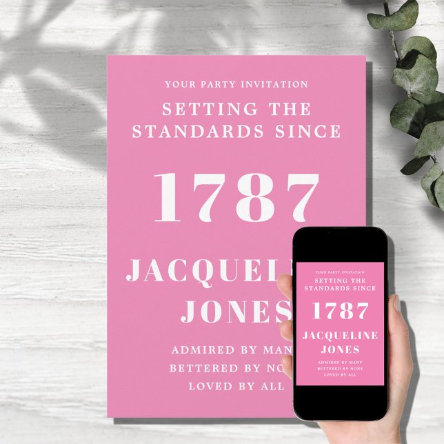 Invitation Anniversaire Rose Et Blanc (Créateur téléchargé)