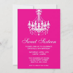 Invitation Anniversaire rose et blanc de sweet sixteen de
