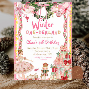 Invitation Anniversaire Rose et Fantaisiste de Casse-Noisette