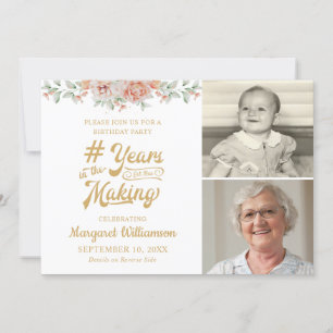 Invitation Anniversaire Rose Floral ANNÉES DANS LA FABRICATIO