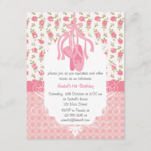 Invitation Anniversaire rose floral Girly lunatique de