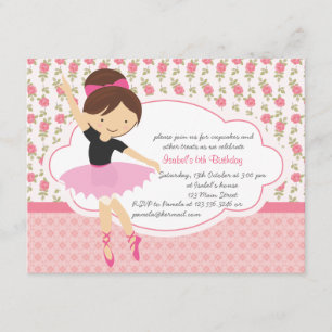 Invitation Anniversaire rose floral Girly lunatique de