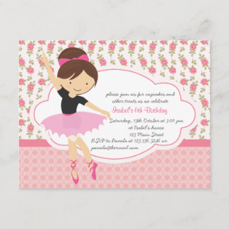 Invitation Anniversaire rose floral Girly lunatique de