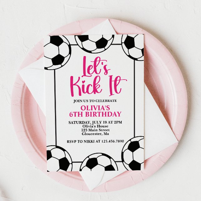 Invitation Anniversaire Rose Football (Créateur téléchargé)