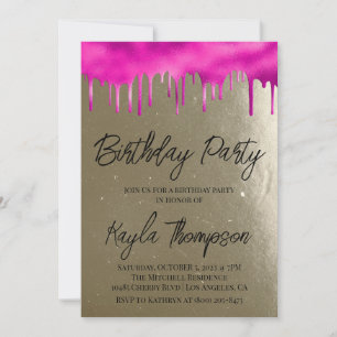 Invitation anniversaire rose or