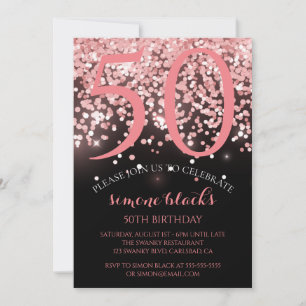 Invitation Anniversaire rose or rose parties scintillant glam
