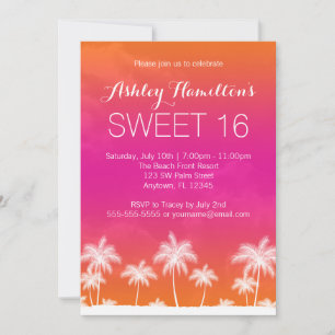 Invitation Anniversaire rose orange tropical du bonbon 16