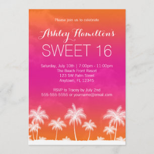 Invitation Anniversaire rose orange tropical du bonbon 16