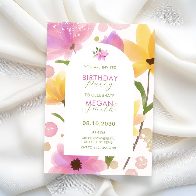 Invitation Anniversaire rose pastel (Créateur téléchargé)