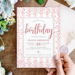 Invitation Anniversaire rose rose rose rose parties scintilla
