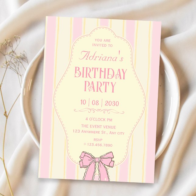 Invitation Anniversaire rose tendre (Créateur téléchargé)