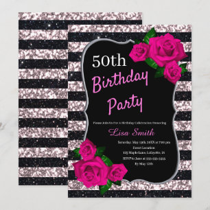 Invitation Anniversaire Roses roses noires roses Parties scin