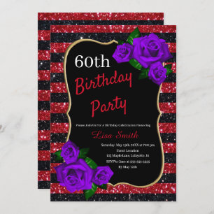 Invitation Anniversaire Rouge Black Stripes Parties scintilla